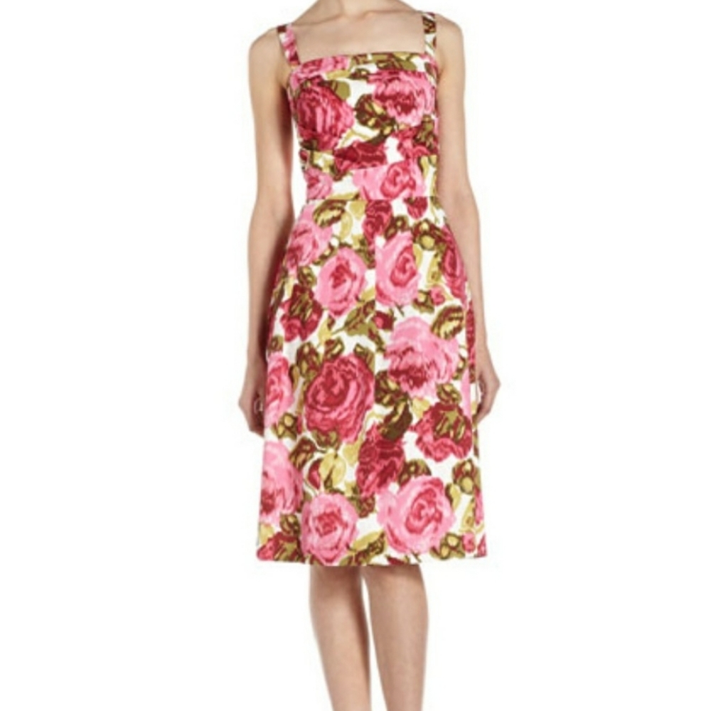 Lafayette 148 Loire Rose A Line Square Neck Dress